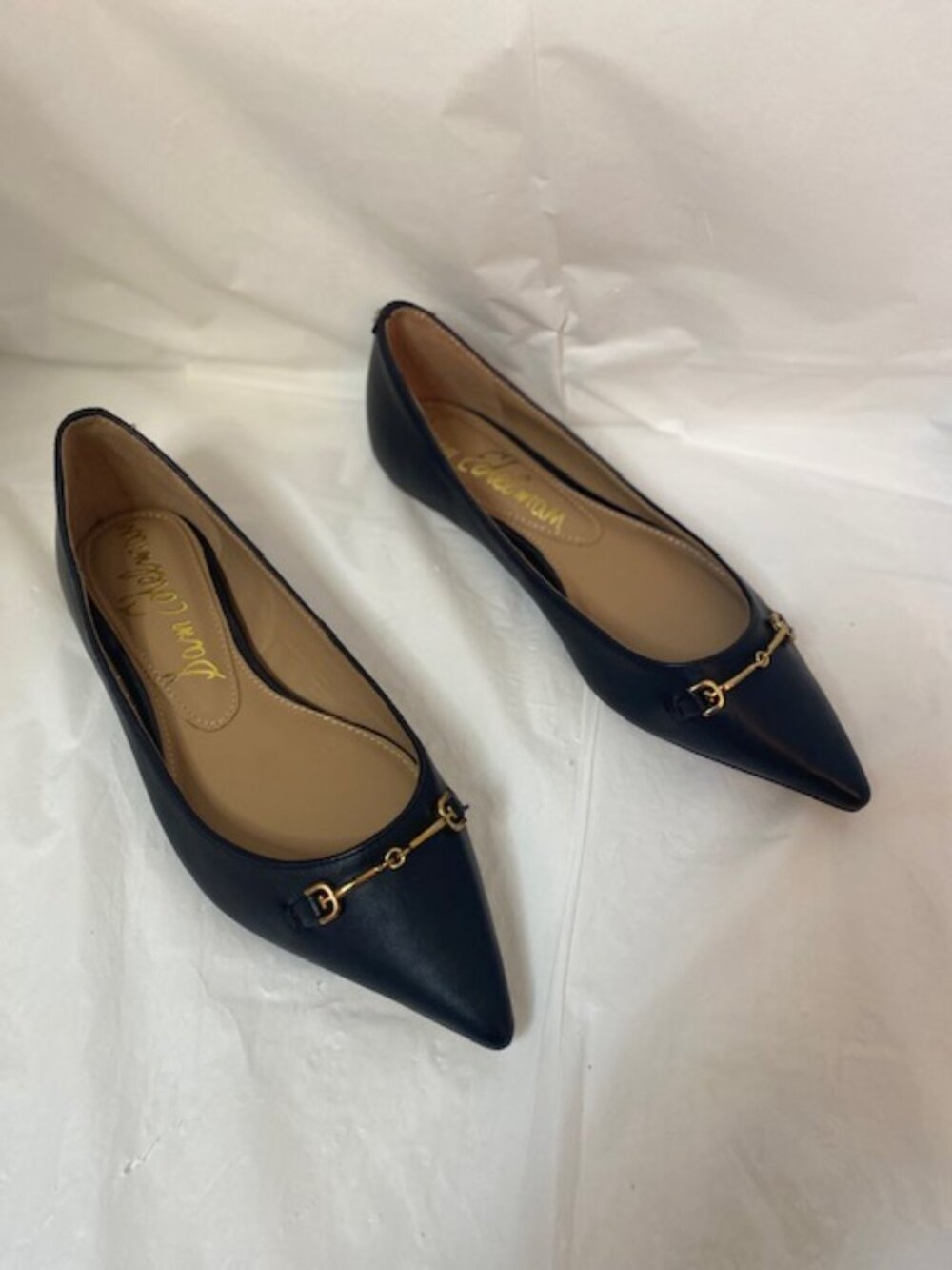 Sam Edelman Nori Pointed-Toe Black Leather Horsebit Flats - Women's Size 5M - Picture 3 of 6